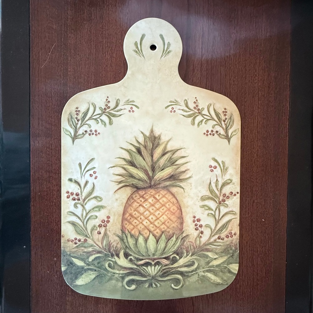 Susan Winget Pineapple Melamine Cutting Board Hospitality Farmhouse Green & Gold
